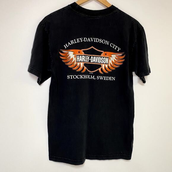 1997 Vintage Harley Davidson Shirt 90s Stockholm Sweden Tee - Picture 1 of 2